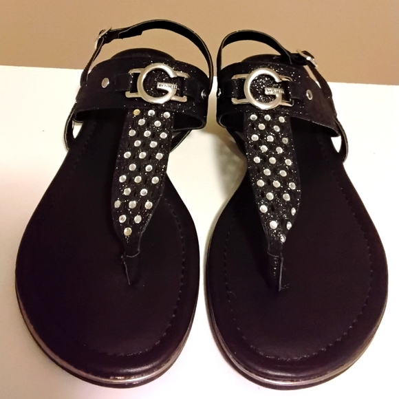 G by Guess Shoes - Elegant Guess Black Sandals with Silver Accents